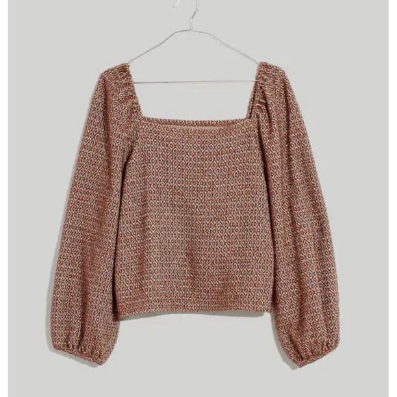 Madewell Puff Sleeve Chocolate Brown Textured Indie Boho Blouse, Plus Size 4X - Picture 3 of 10